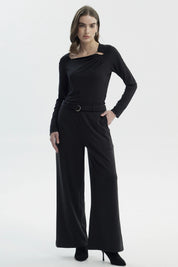 Pantalón Buzo Mujer Cinturón Negro