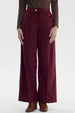 Pantalón Mujer Cotelé Botón Burdeo
