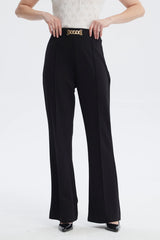 Pantalón Mujer Aplicación Metálica Negro