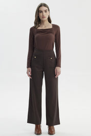Pantalón Mujer Calce Recto Chocolate
