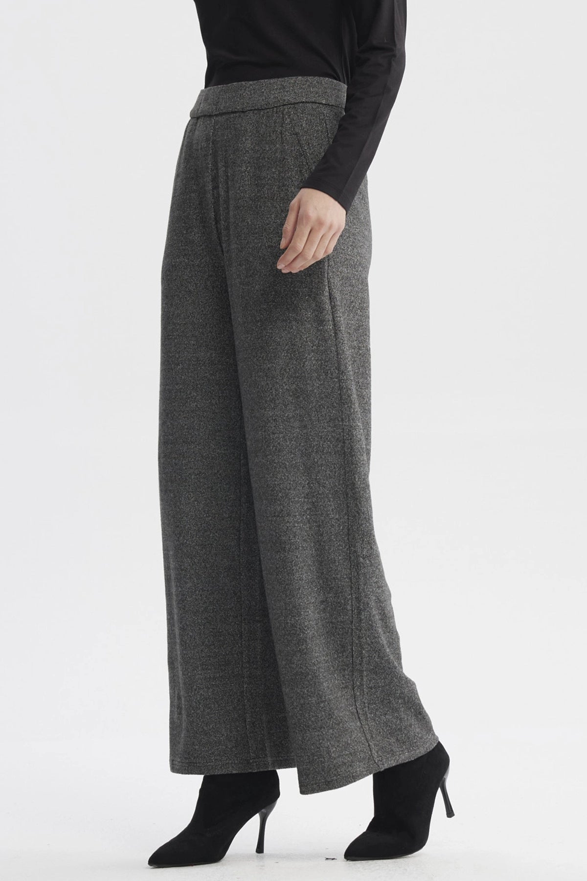 Pantalón Mujer Recto Gris Oscuro