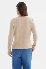 Sweater Mujer Slim Cuello Redondo Beige