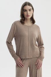Sweater Mujer Slim Cuello Redondo Café