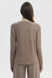 Sweater Mujer Slim Cuello Redondo Café