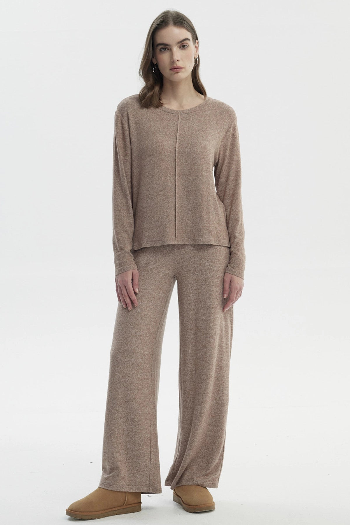 Sweater Mujer Slim Cuello Redondo Café