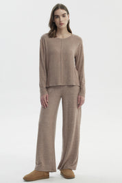 Sweater Mujer Slim Cuello Redondo Café