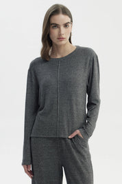 Sweater Mujer Slim Cuello Redondo Gris Oscuro