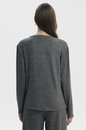 Sweater Mujer Slim Cuello Redondo Gris Oscuro
