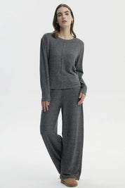 Sweater Mujer Slim Cuello Redondo Gris Oscuro