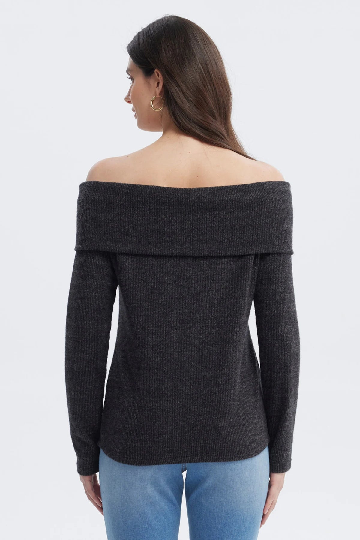 Sweater Mujer Slim Hombro Descubierto Negro