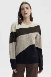 Sweater Mujer Slim Cuello Redondo Café