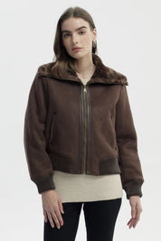 Chaqueta Mujer Cuello Camisero Café