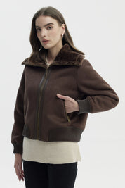 Chaqueta Mujer Cuello Camisero Café