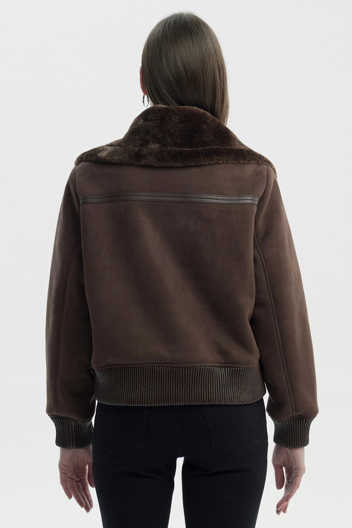 Chaqueta Mujer Cuello Camisero Café