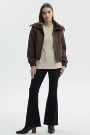 Chaqueta Mujer Cuello Camisero Café
