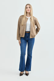 Chaqueta Mujer Classic Cuello Polo Beige