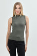 Polera Mujer Ajustada Sin Mangas Verde Militar