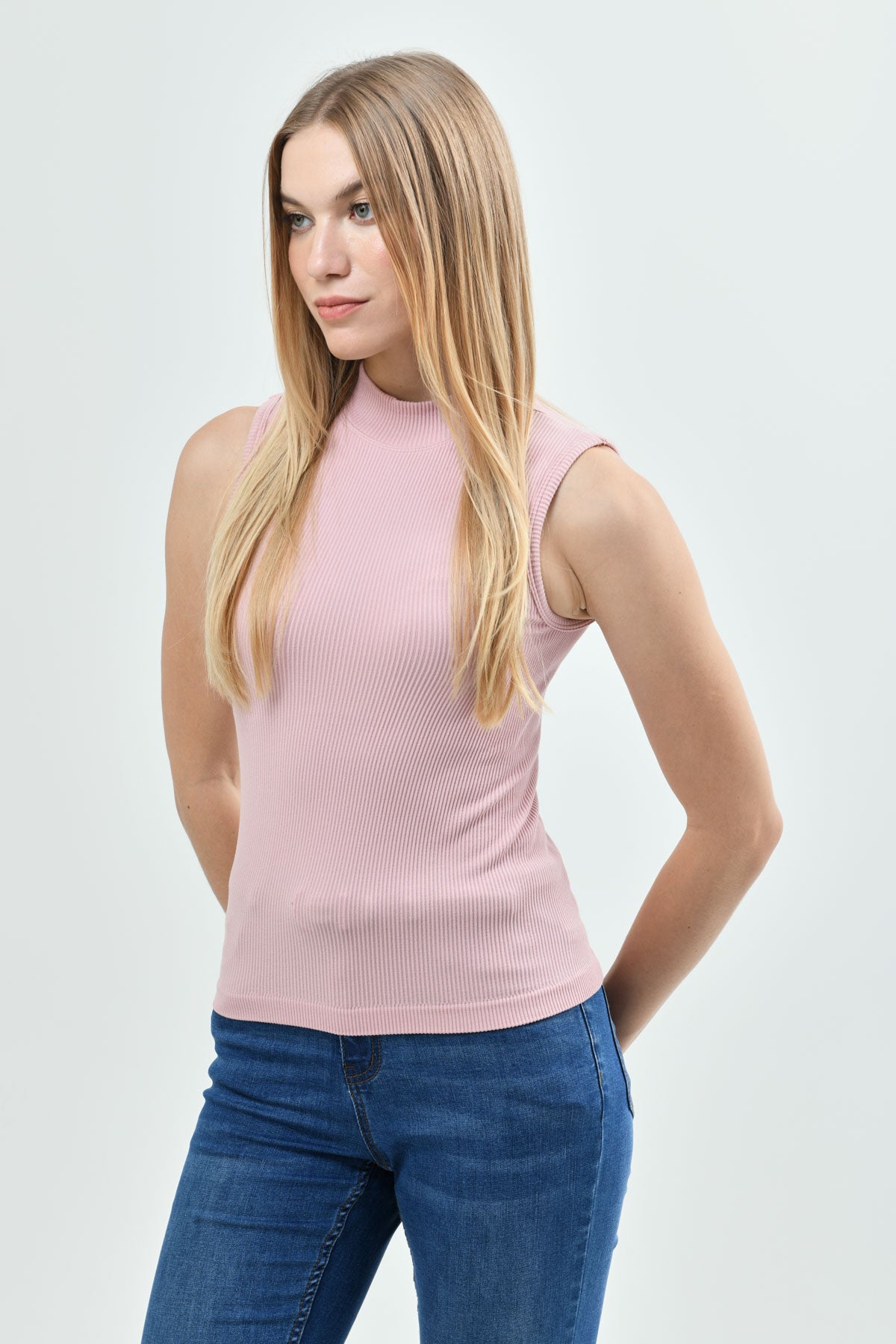 Polera Mujer Ajustada Sin Mangas Palo Rosa