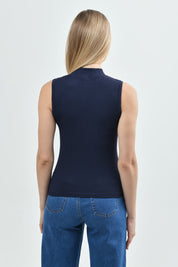 Polera Mujer Ajustada Sin Mangas Azul Oscuro