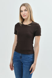 Polera Slim Mujer Chocolate