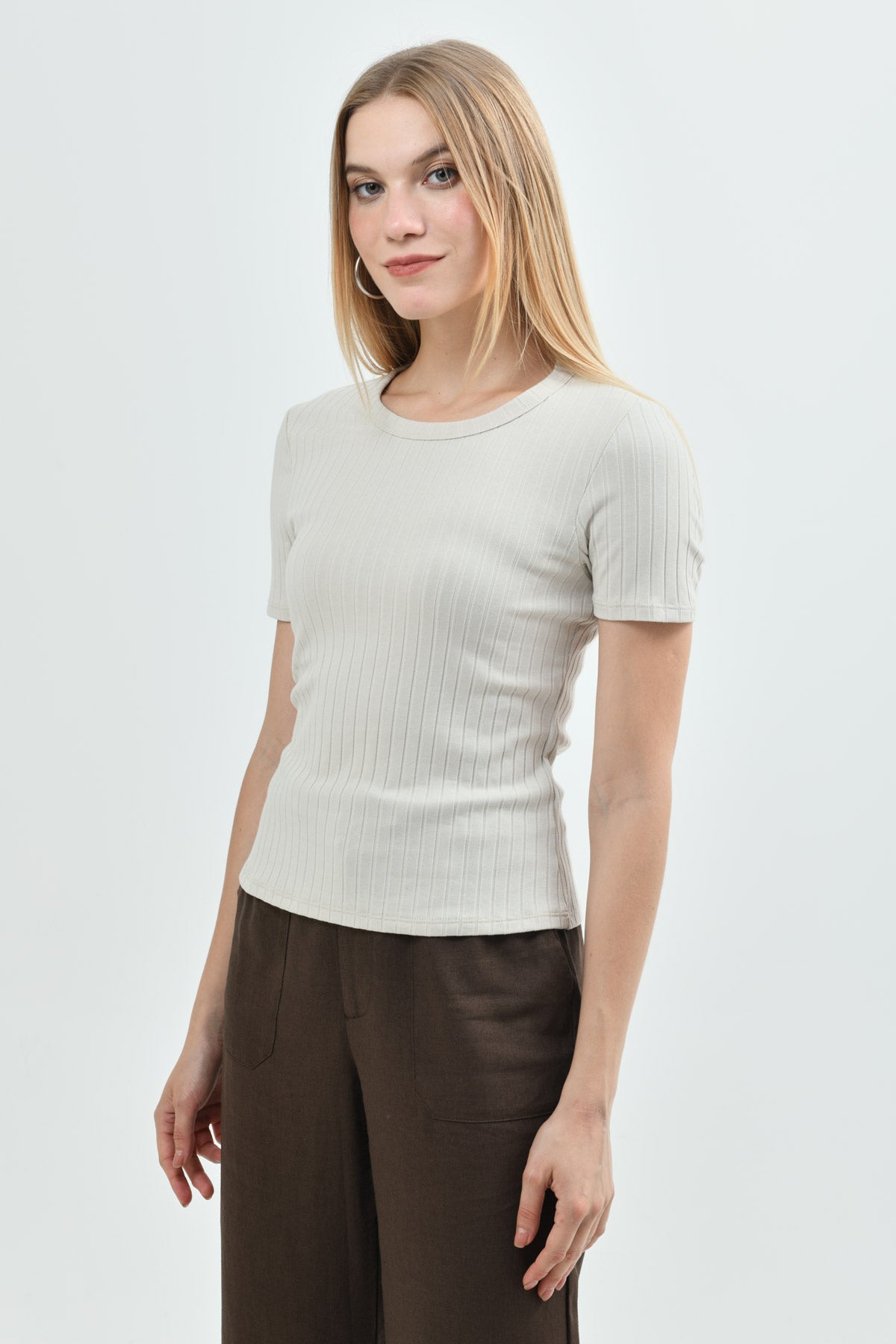 Polera Slim Mujer Arena