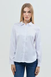 Blusa Mujer Cuello Camisero Blanco