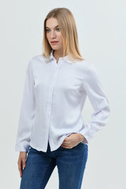 Blusa Mujer Cuello Camisero Blanco