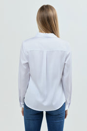 Blusa Mujer Cuello Camisero Blanco