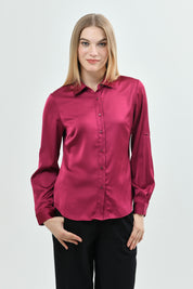 Blusa Mujer Cuello Camisero Fucsia