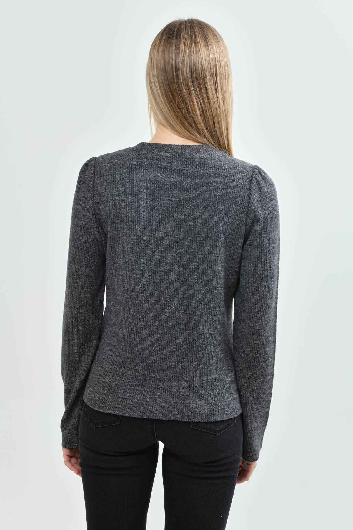 Sweater Mujer Regular Gris Melange