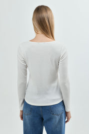 Polera Mujer Slim Fit Crema