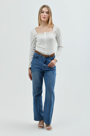 Polera Mujer Slim Fit Crema