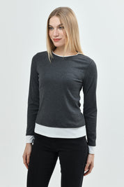 Polera Mujer Regular Gris Melange
