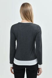 Polera Mujer Regular Gris Melange