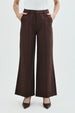 Pantalón Mujer Wide Leg Café Oscuro
