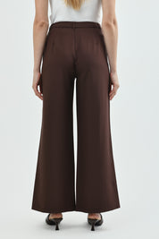 Pantalón Mujer Wide Leg Café Oscuro