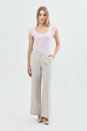 Pantalón Mujer Wide Leg Beige