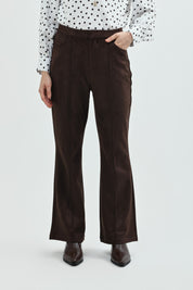 Pantalón Mujer Leve Flare Café Oscuro