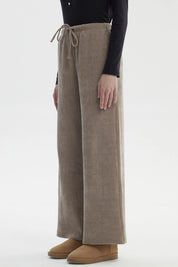 Pantalón Mujer Wide Leg Gris Taupe