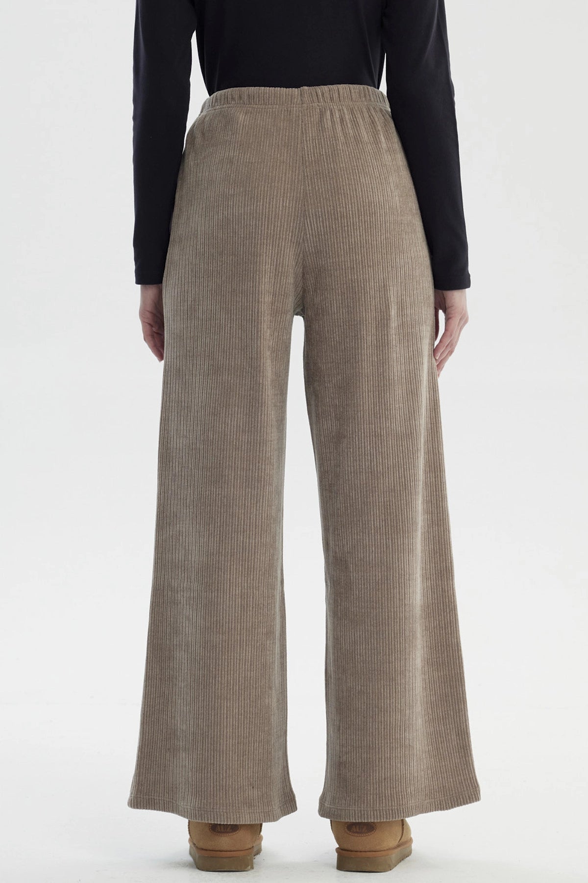 Pantalón Mujer Wide Leg Gris Taupe
