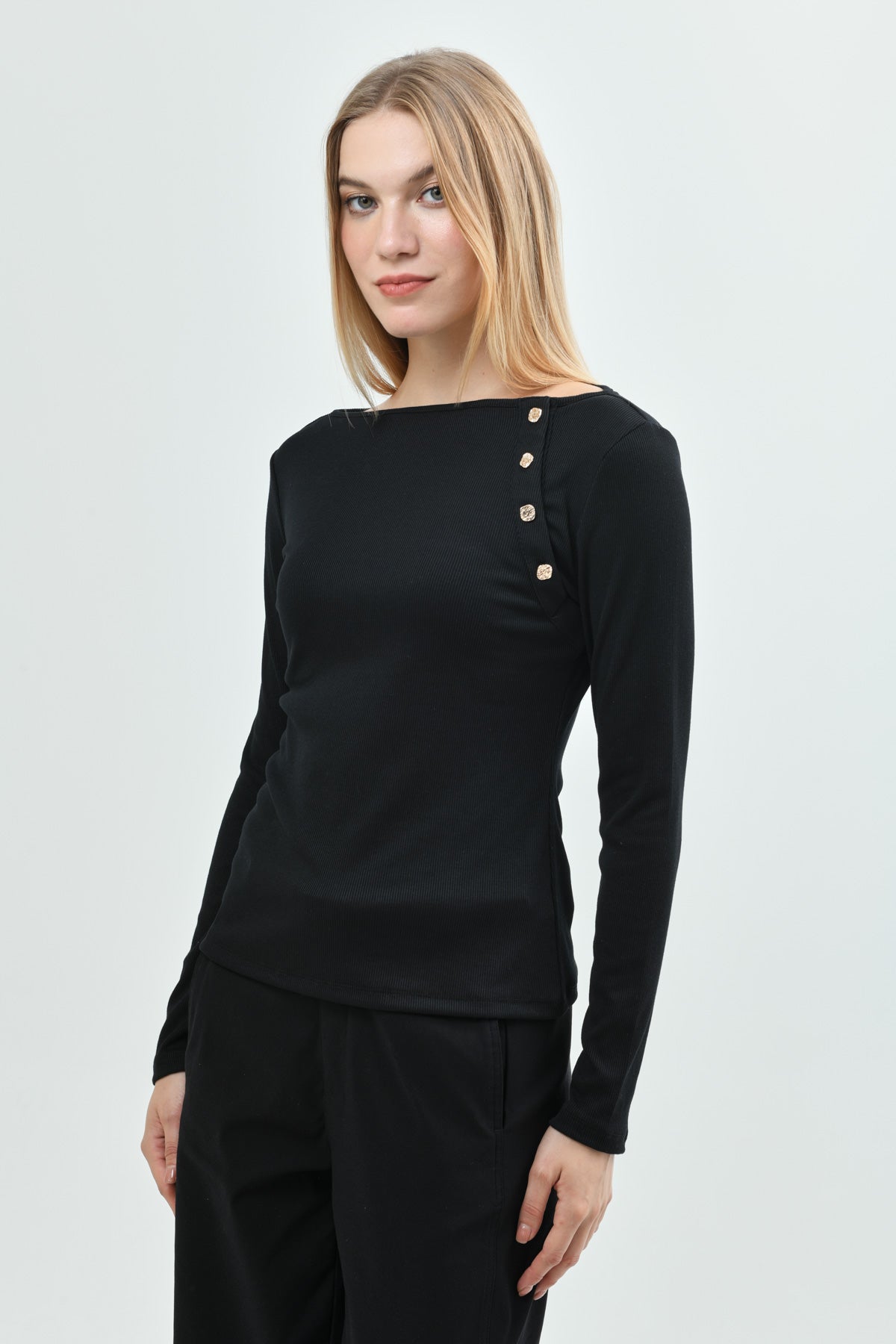 Polera Slim Mujer Negro