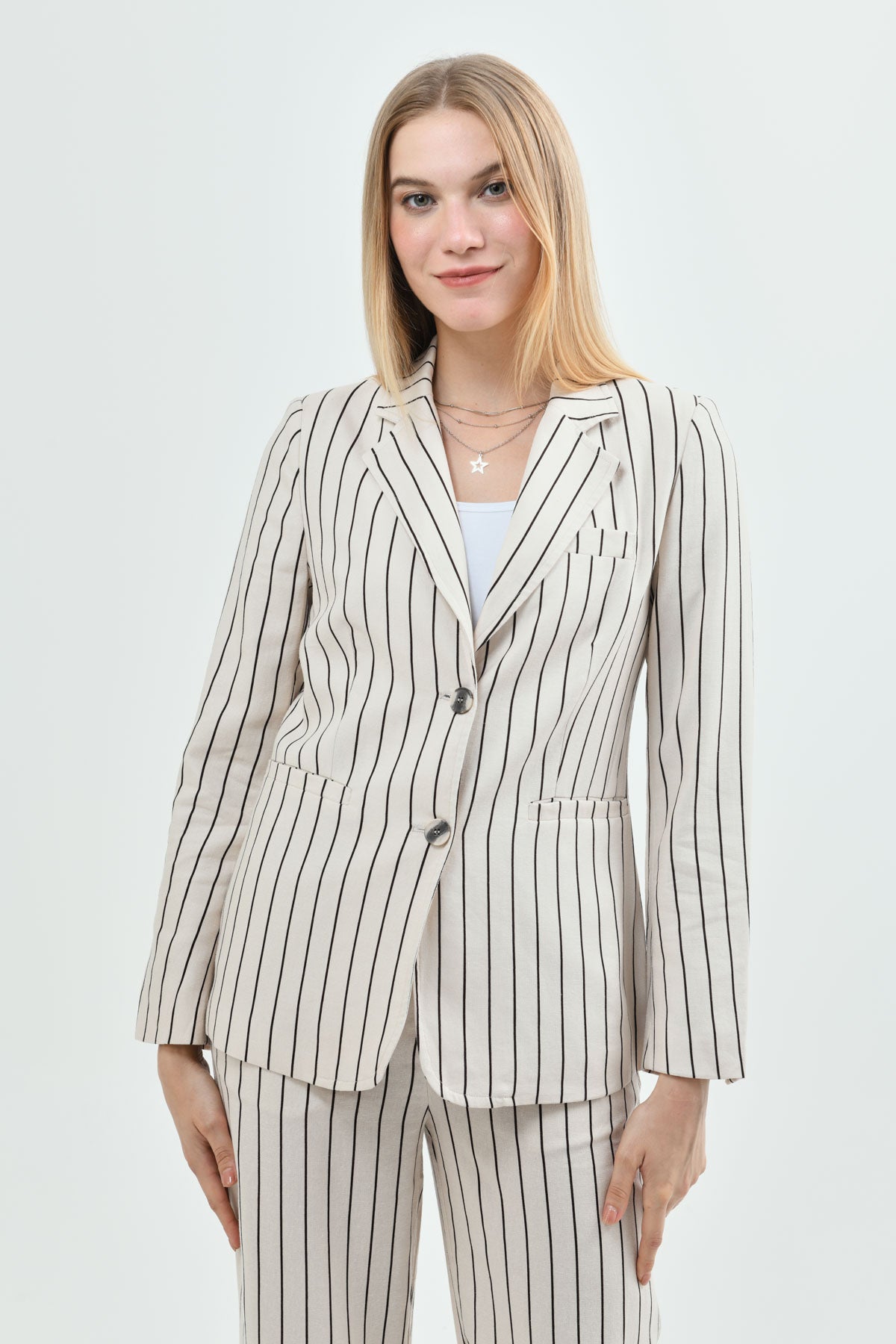 Blazer Casual Mujer Arena