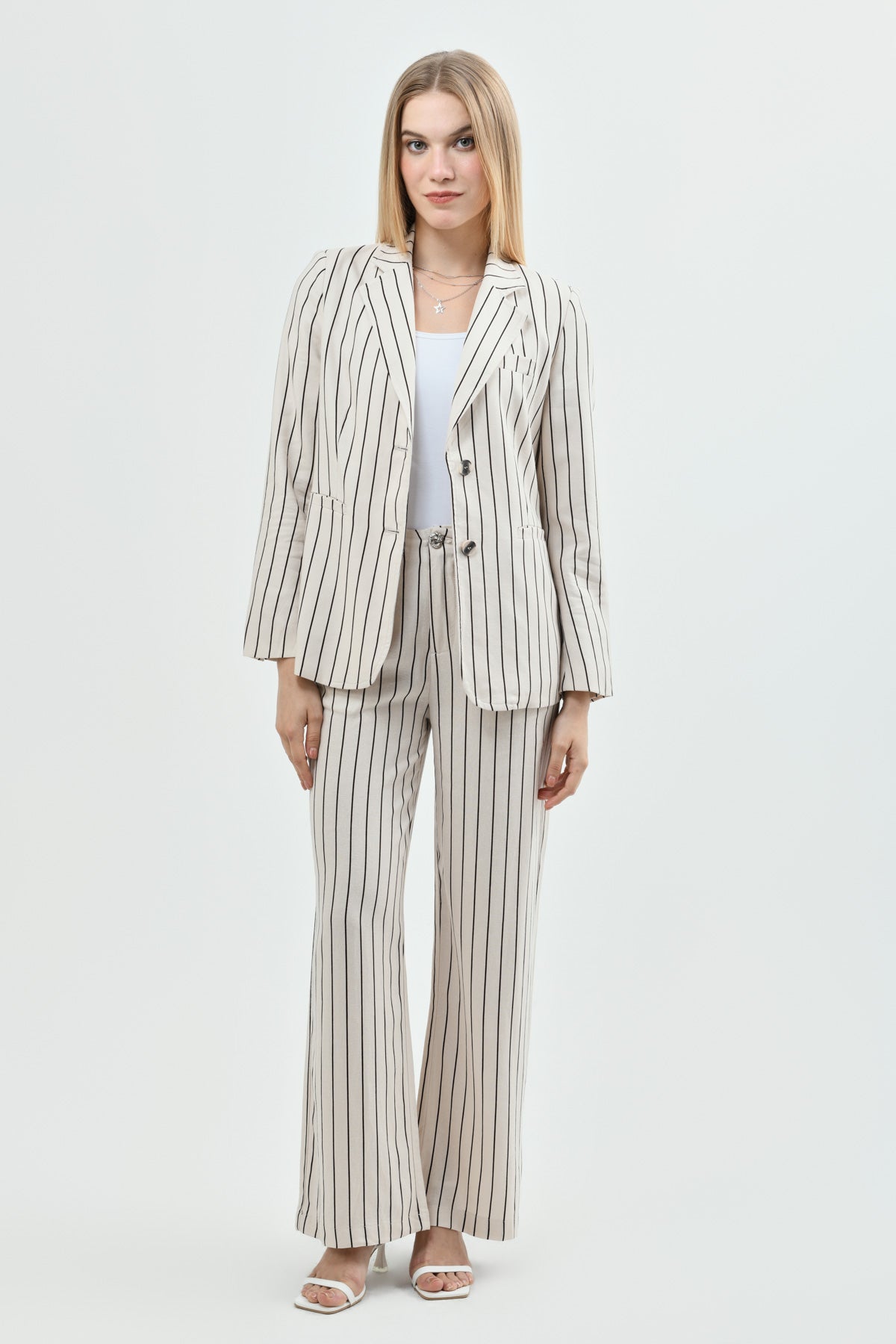 Blazer Casual Mujer Arena