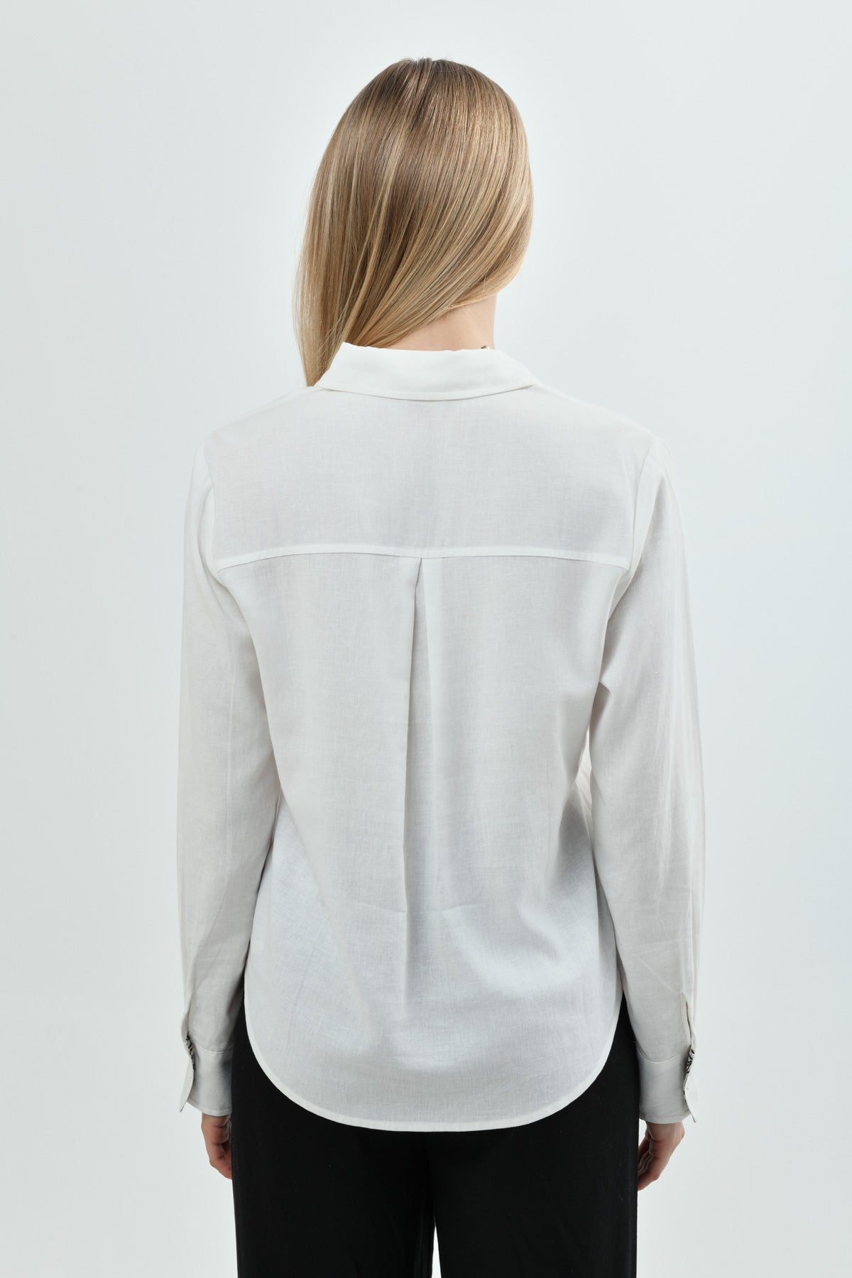 Blusa Cuello Camisero Mujer Crema