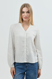 Blusa Clásica Mujer Crema
