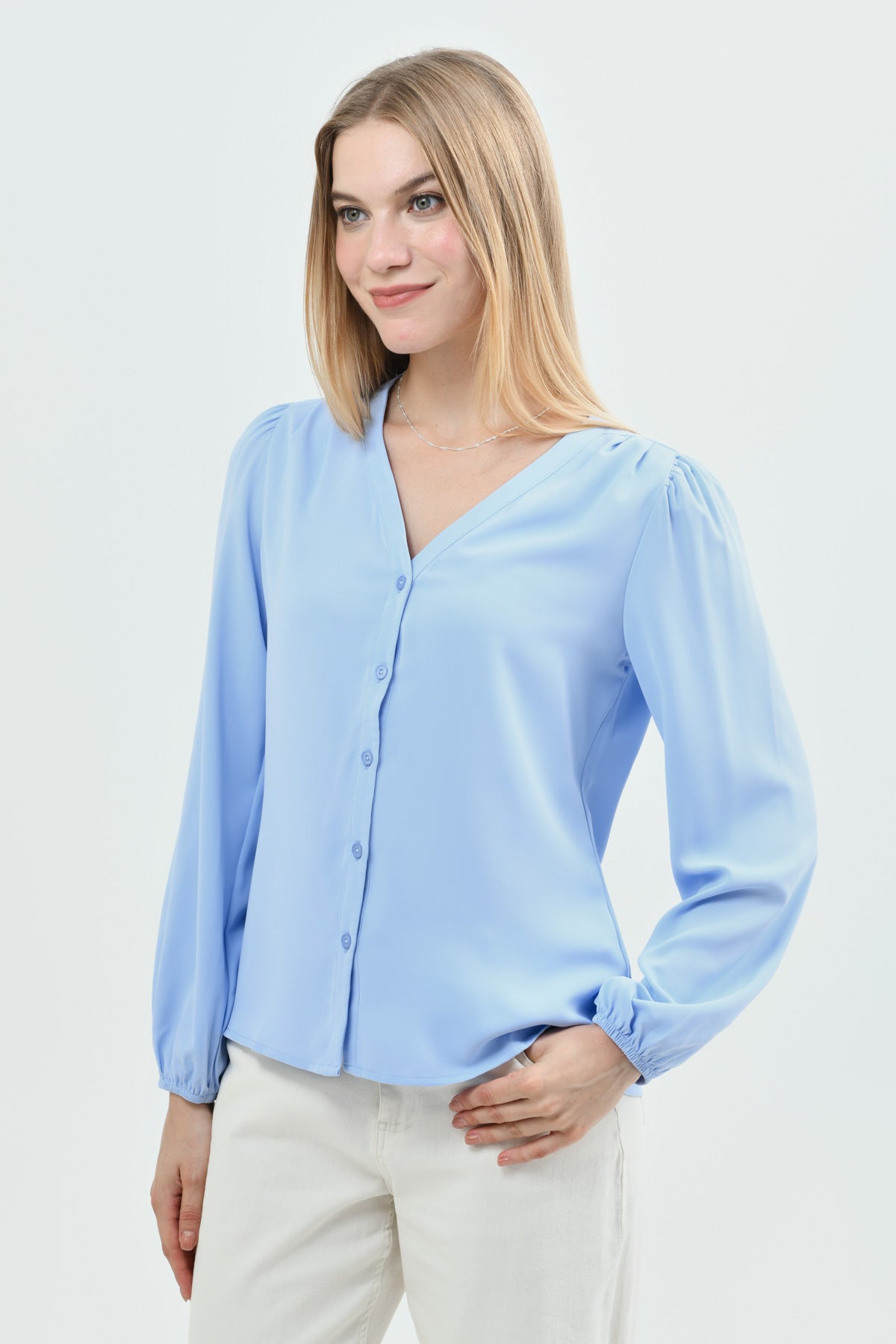 Blusa Mujer Regular Celeste Claro