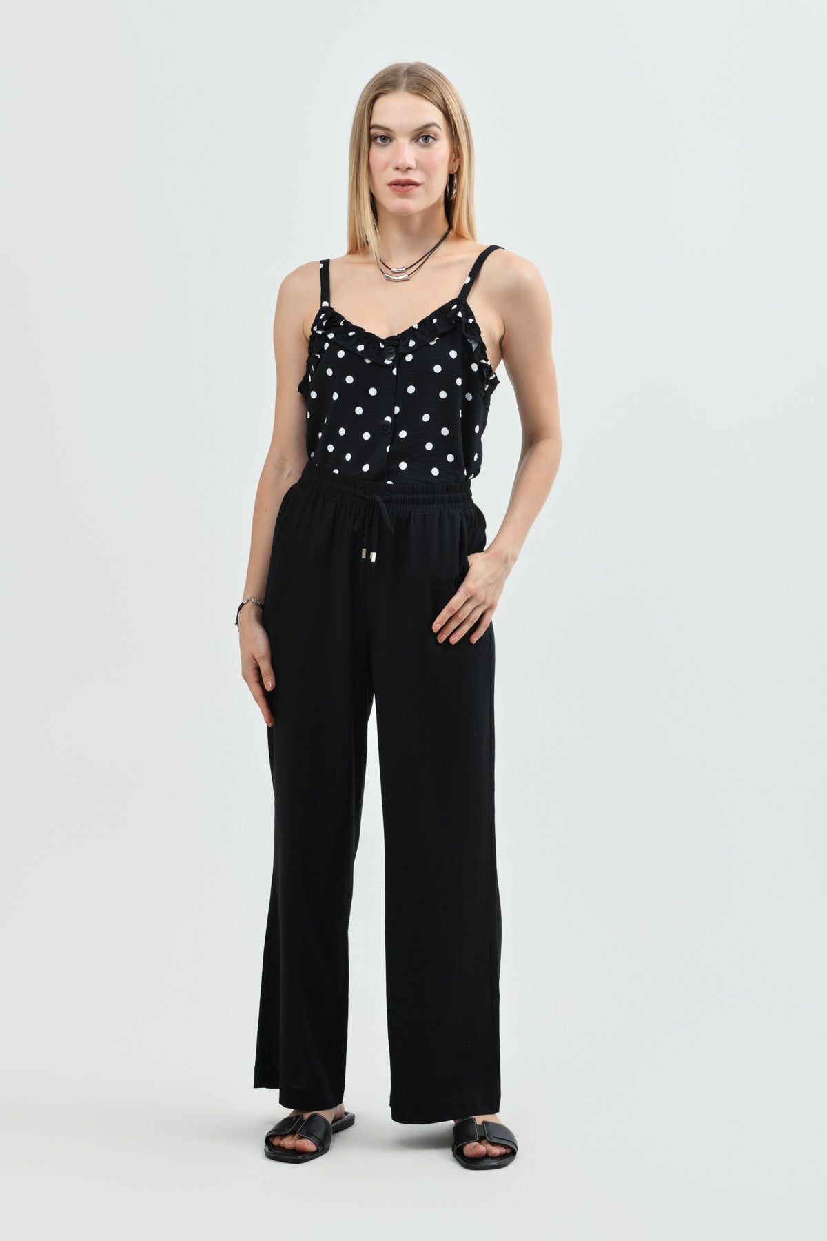 Pantalón Calce Recto Mujer Negro