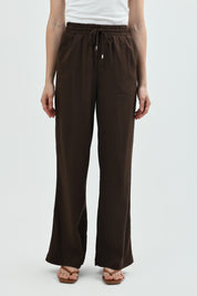 Pantalón Calce Recto Mujer Chocolate