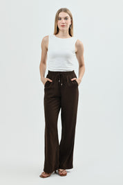 Pantalón Calce Recto Mujer Chocolate