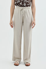 Pantalón Calce Recto Mujer Beige